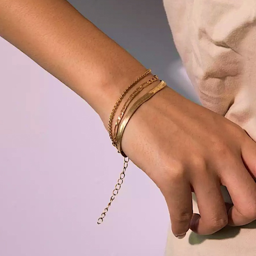 ⚜️[𝟯/$𝟭𝟴]⚜️NEW 3 Layered Curb Figaro Herringbone Chains Bracelet - Picture 9 of 13